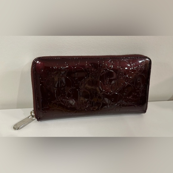 Dior 2009 Bordeaux Patent Leather Trotter Long Zip Wallet Zippy AUTH - Picture 2 of 16